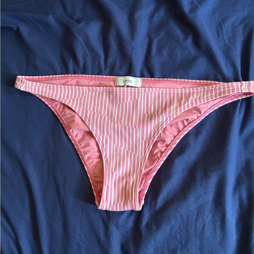 Onia Pink Striped Bikini Bottom
